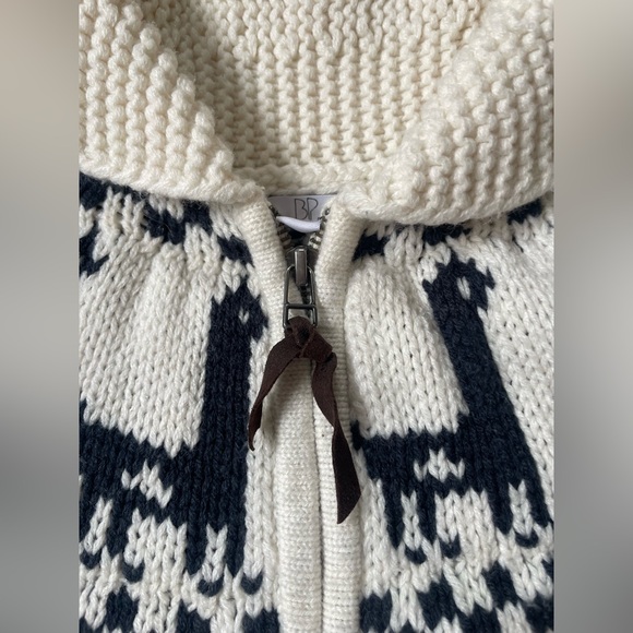 Fair Isle White and Black Full Zip Sweater - Picture 2 of 5